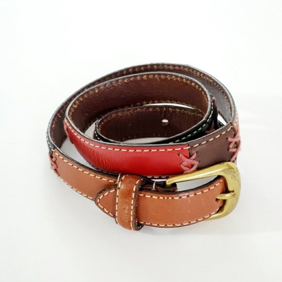 Relic Boho Multi Color Cross-Stitched Leather Belt - Picture 6 of 8